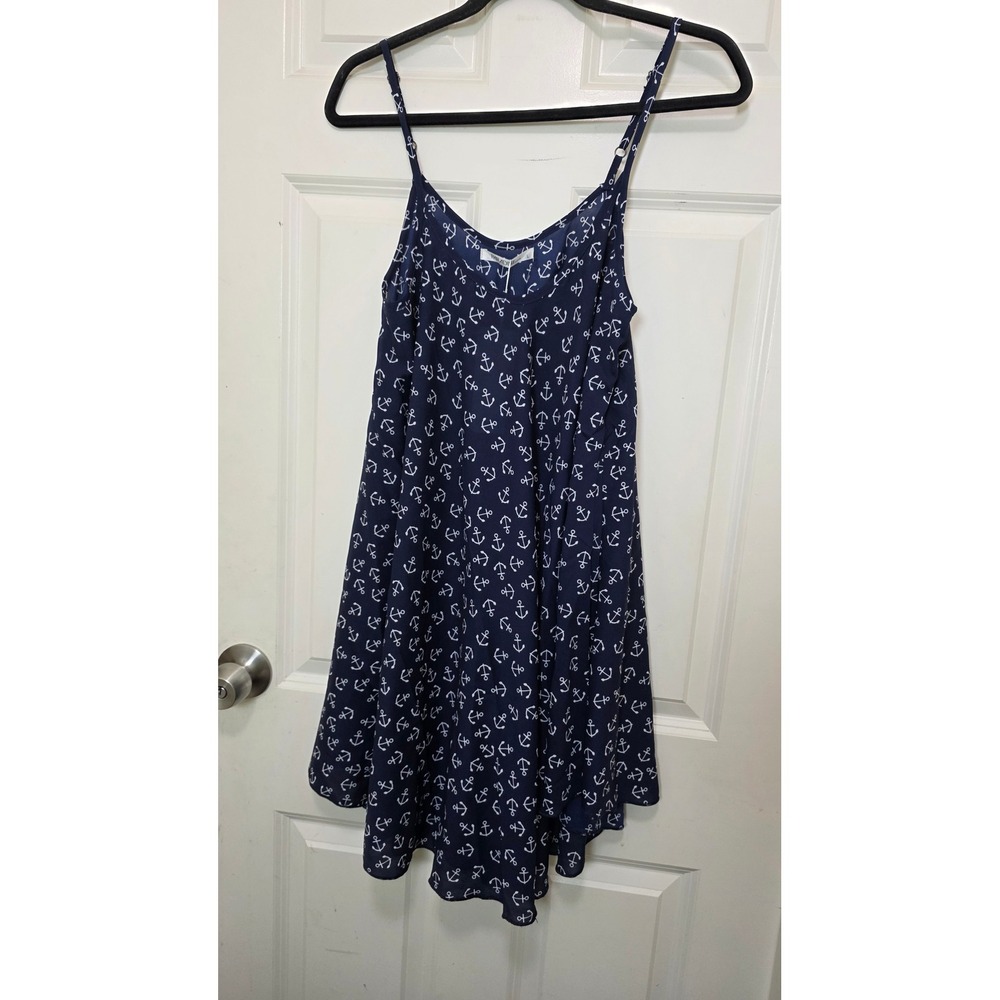 NEW Paradise USA Anchor Print Cover Dress Women's L Navy Blue Nautical Summer‎